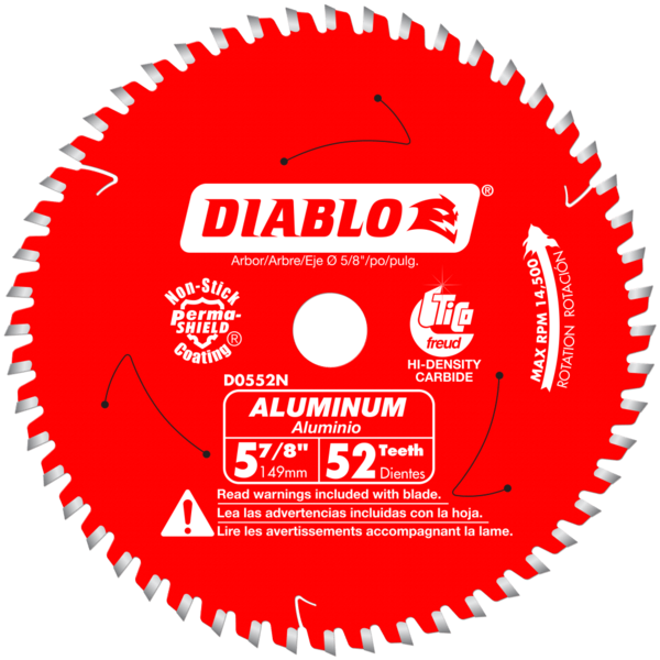 DIABLOD0552N 5-7/8" 52T 5/8 ARBOR MEDIUM ALUMINUM CUTTING SAW BLADE