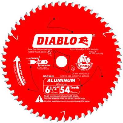 DIABLOD0654N 6-1/2" 54T 5/8 ARBOR MEDIUM ALUMINUM CUTTING SAW BLADE