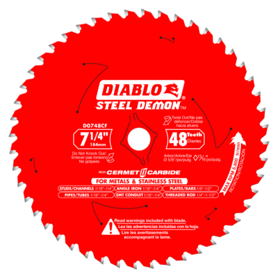 DIABLOD0748CFX 7-1/4 48T 5/8 ARBOR CERMET METAL/STAINLESS STEEL BLADE