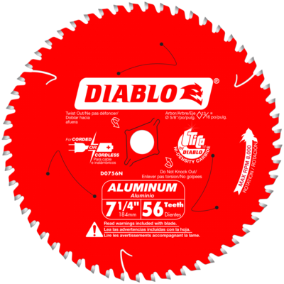 DIABLOD0756N 7-1/4" 56T 5/8 ARBOR THICK ALUMINUM CUTTING SAW BLADE