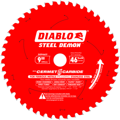 DIABLOD0946CF 9"X46TX1" CERMET METAL & STAINLESS STEEL CUTTING BLADE