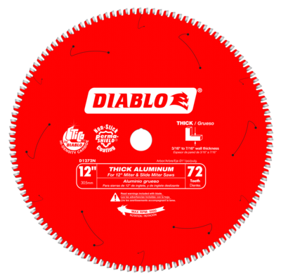 DIABLOD1272N 12" 72T 1" ARBOR THICK ALUMINUM CUTTING SAW BLADE