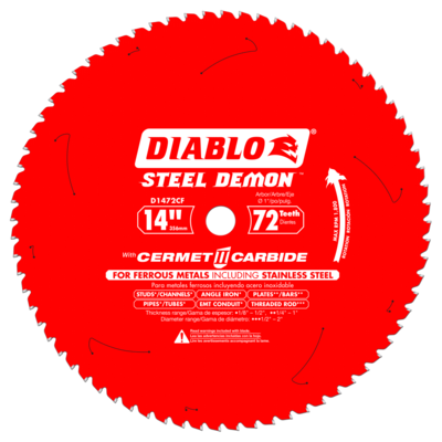 DIABLOD1472CF 14" 72T 1" ARBOR METAL CUTTING SAW BLADE