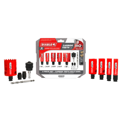 DIABLODHS09SGPCT 9 PIECE CARBIDE GENERAL PURPOSE HOLE SAW SET