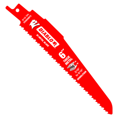 DIABLODS0608BFD25 6" 8/10 TPI BI-METAL RECIP BLADE FOR THICK METAL DEMOLITION