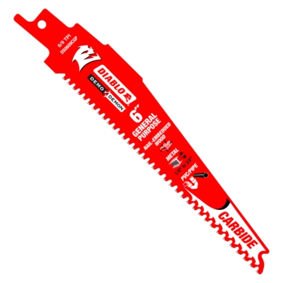 DIABLODS0609CGP3 6" 9 TPI DEMO DEMON CARBIDE GENERAL PURPOSE RECIP BLADE