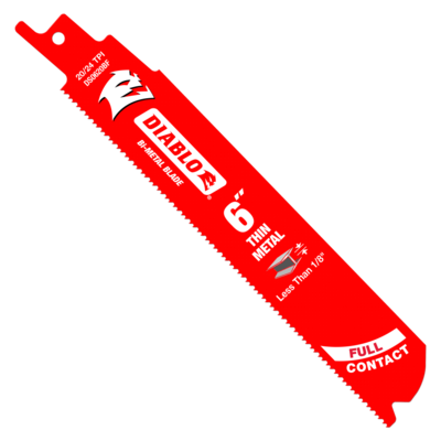 DIABLODS0620BF5 6" 20/24 TPI BI-METAL RECIP BLADE FOR THIN METAL