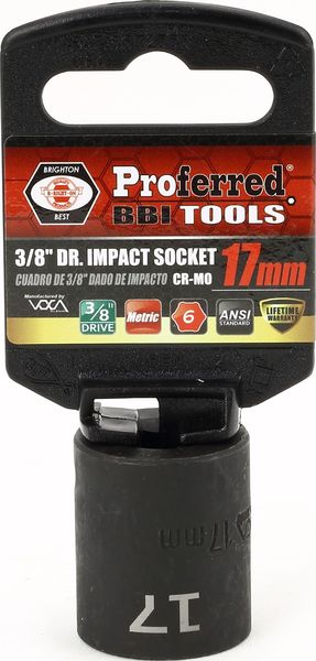 BBPS31017 Impact 3/8" Drive Metric Socket 17MM - 3/8" Dr. 6 Pt. Metric Impact Socket  Impact