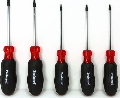 BBPT28002 Proferred Screwdriver Sets (5) Torx, T10X4", T15X4", T20X4", T25X4", T30X4" 5 Piece Torx Set