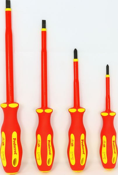 BBPT28004 Screwdriver Sets Insulated 4pc 1000V SLOTTED 1/4"X6",5/16"X7"; (2) PHILLIPS #1X3-3/16",#2X4"
