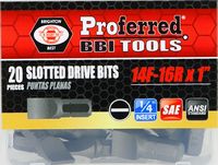 Slotted Drive Bits 14F-16R (1&quot; Insert) 1&quot; Length with 1/4&quot; Hex-Bull Nose Shank