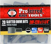 Slotted Drive Bits 20F-22R(1 1/4&quot; Insert) 1 1/4&quot; Length with 5/16&quot; Hex-Bull Nose Shank
